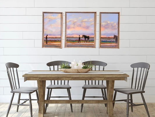 Training Day - Triptych | Original Oil Painting