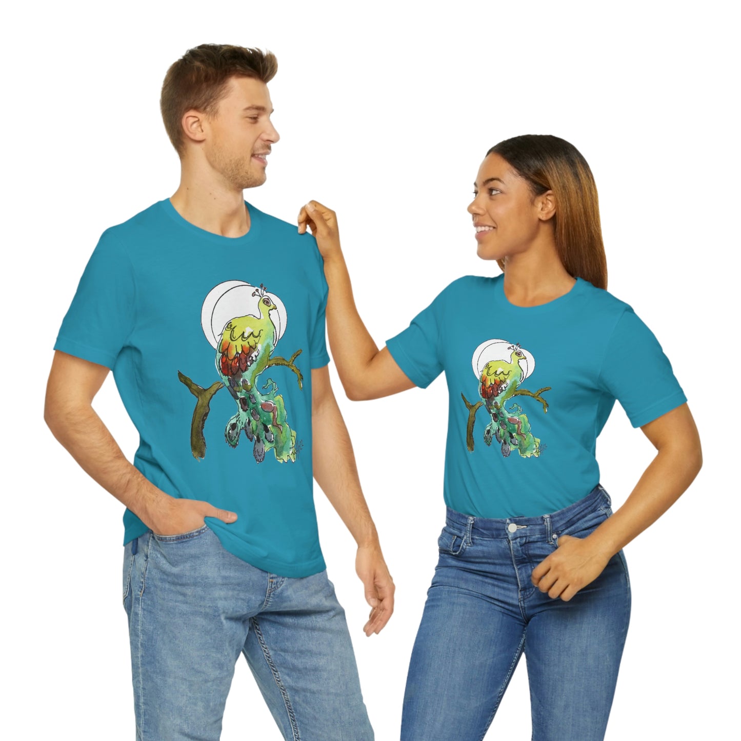 Peacock Watercolor | Unisex Jersey Short Sleeve Tee