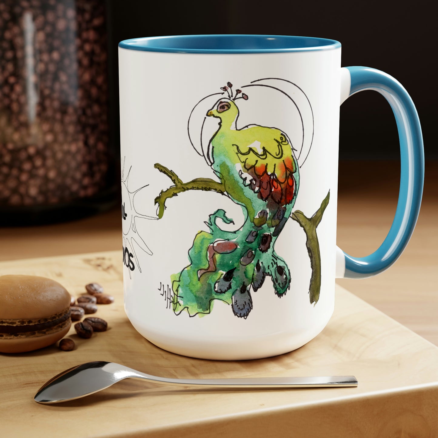 Peacock Twins  | Two-Tone Coffee Mugs, 15oz