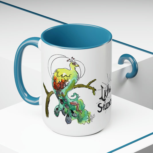 Peacock Twins  | Two-Tone Coffee Mugs, 15oz