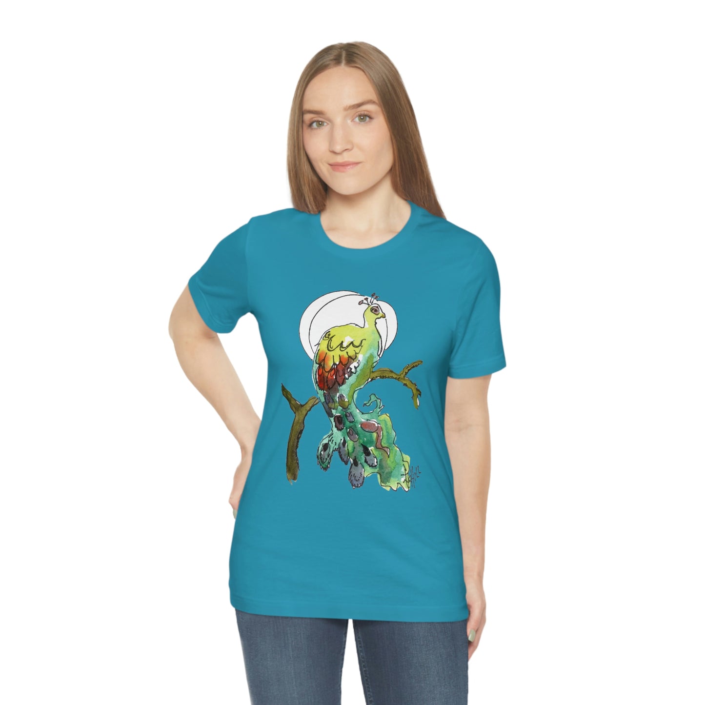 Peacock Watercolor | Unisex Jersey Short Sleeve Tee
