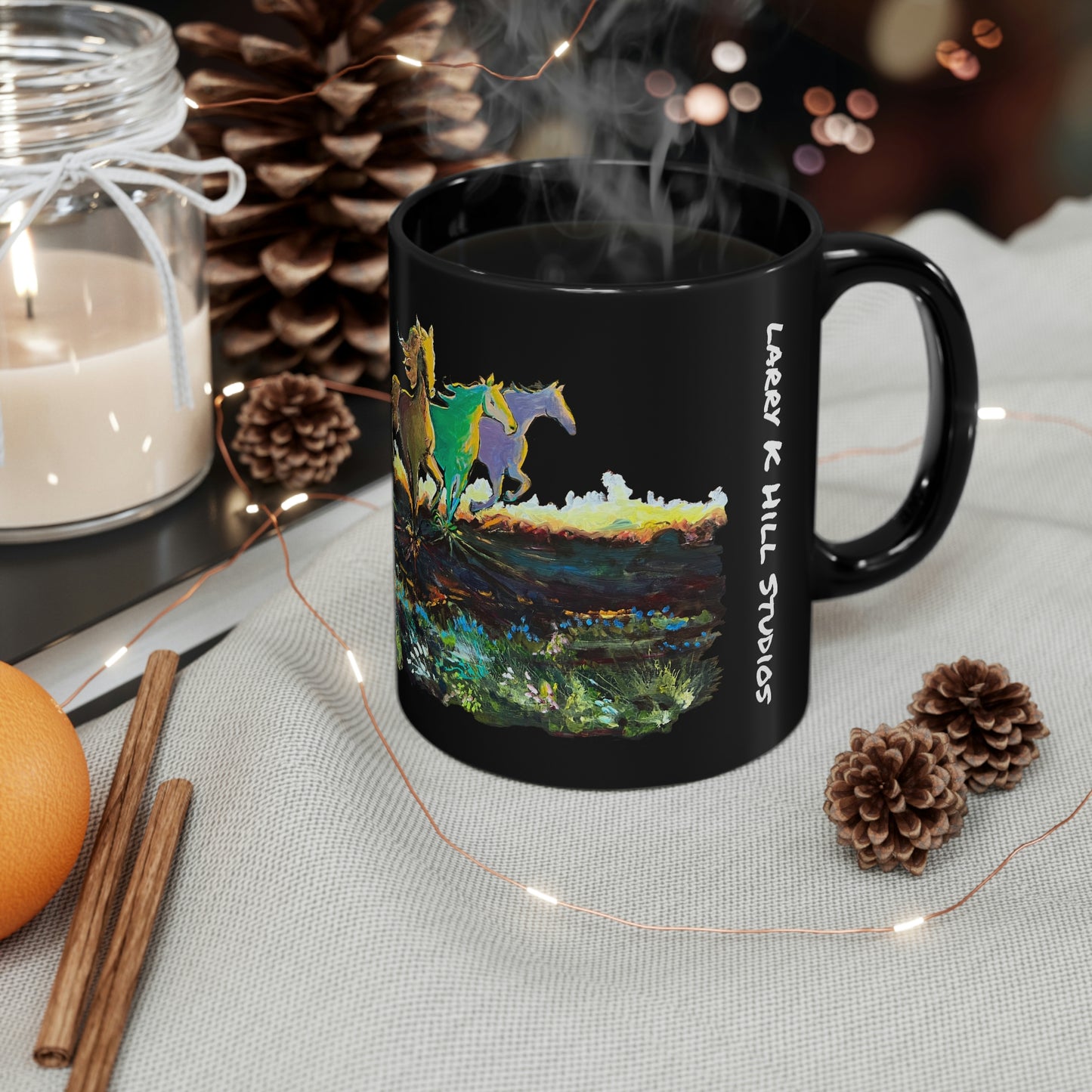 Running Horses | 11oz Black Mug