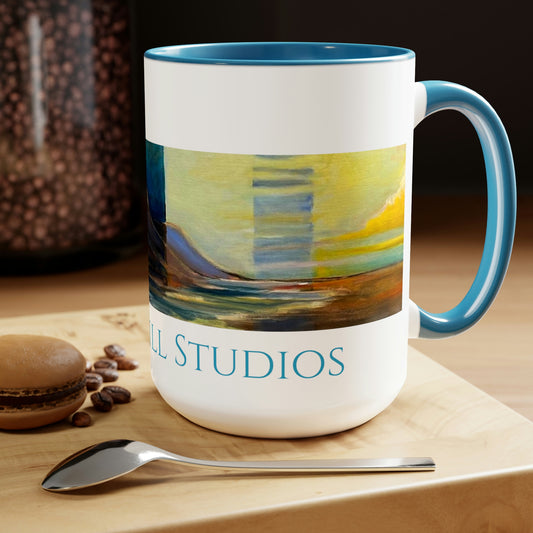 Panoramic Bluffs | Two-Tone Coffee Mug, 15oz