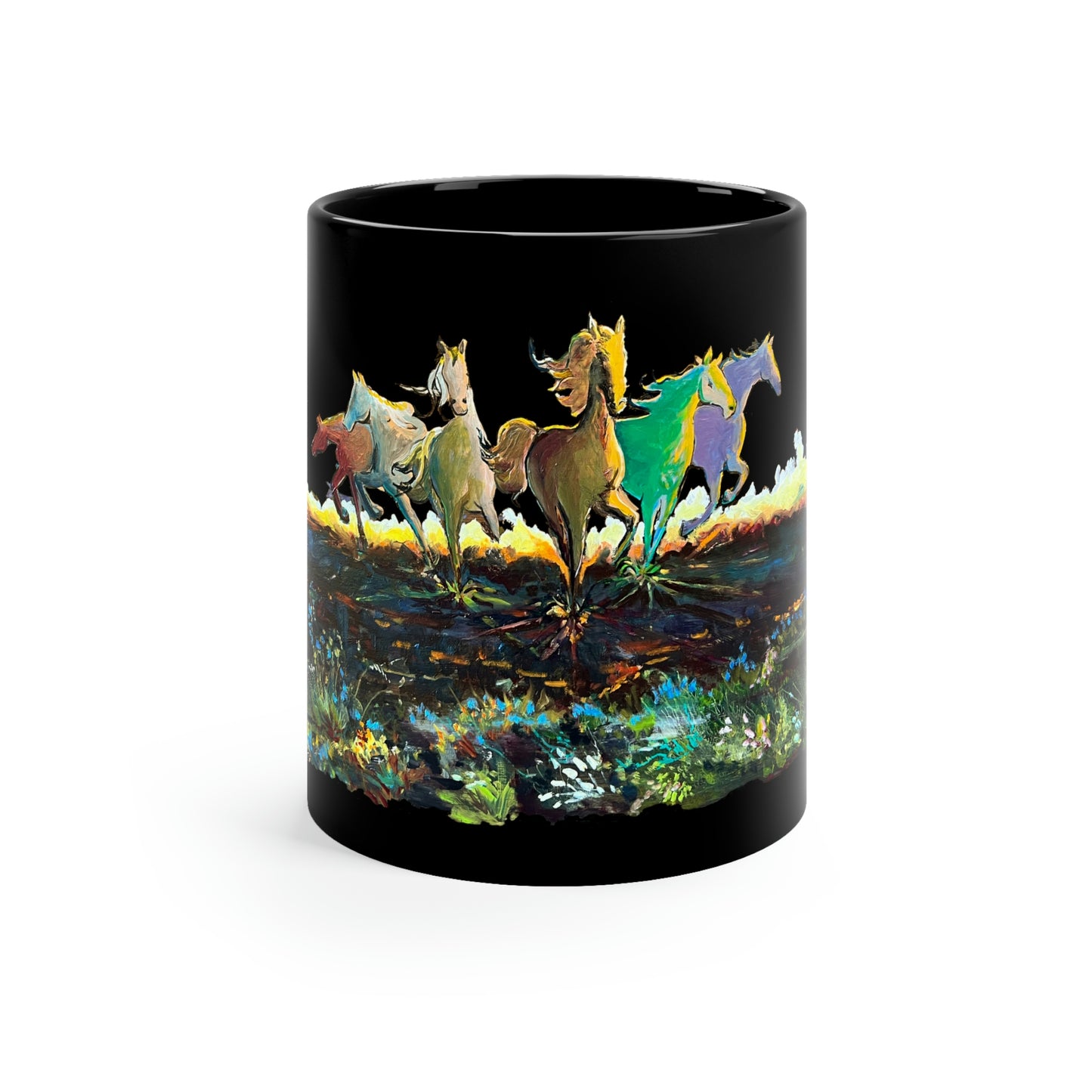 Running Horses | 11oz Black Mug