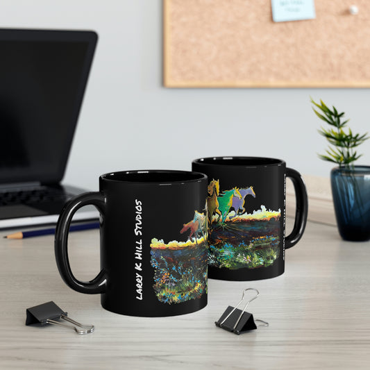 Running Horses | 11oz Black Mug