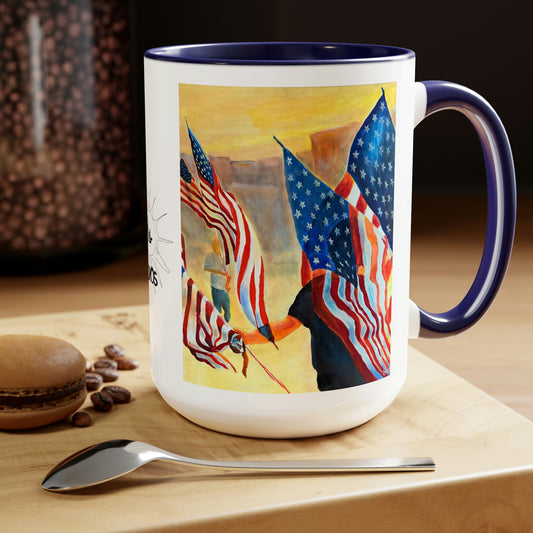 Parade of Flags | Two-Tone Coffee Mugs, 15oz