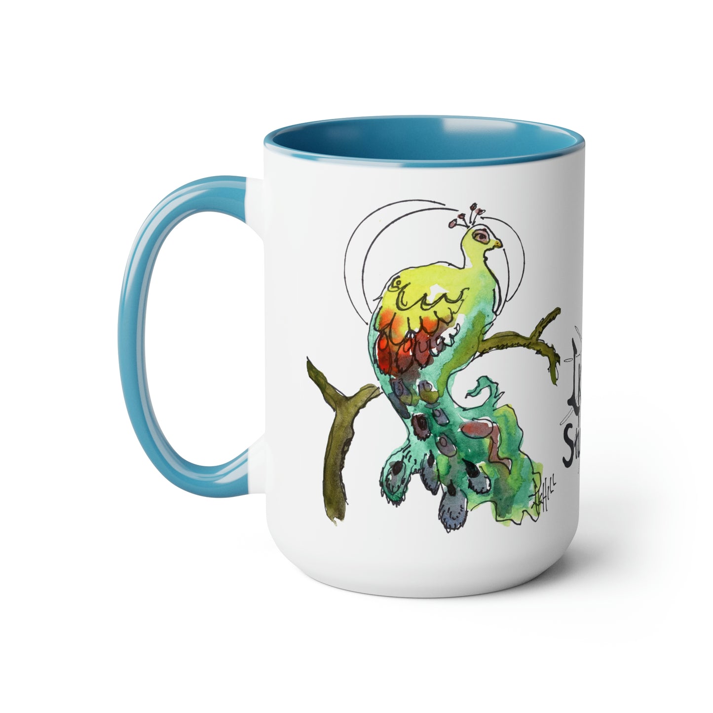 Peacock Twins  | Two-Tone Coffee Mugs, 15oz
