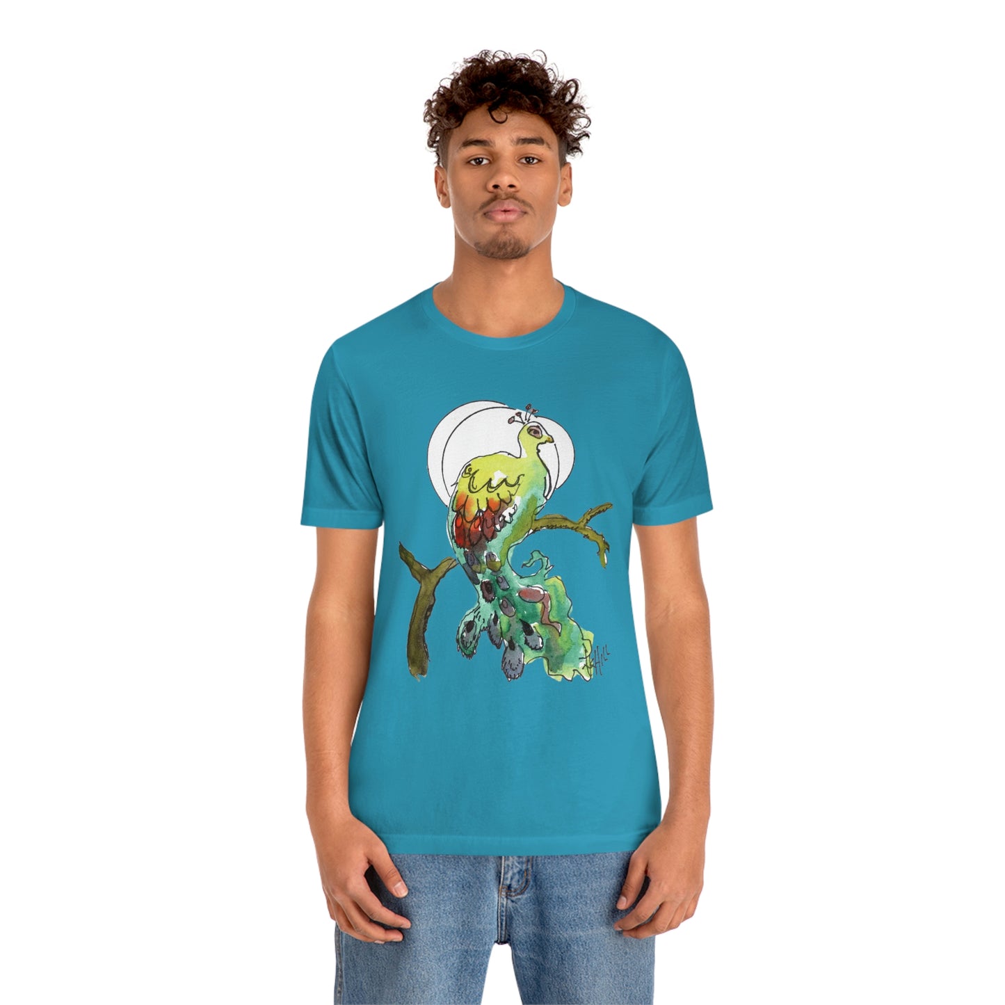 Peacock Watercolor | Unisex Jersey Short Sleeve Tee